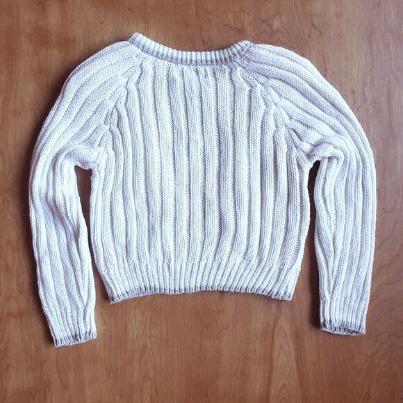 Vintage 90s Hand Knit Cropped Sweater XS Petite Long Sleeve Argyle Chunky Preppy - Picture 4 of 9